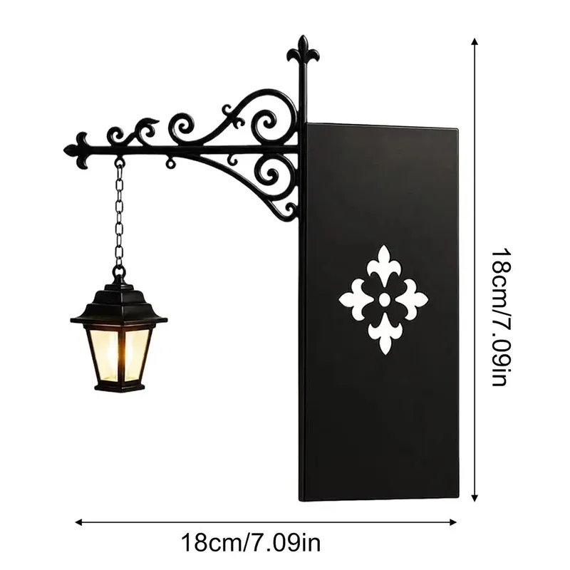 Applique murale lanterne rétro suspendue en métal noir à LED, lampe de nuit gothique vintage 6