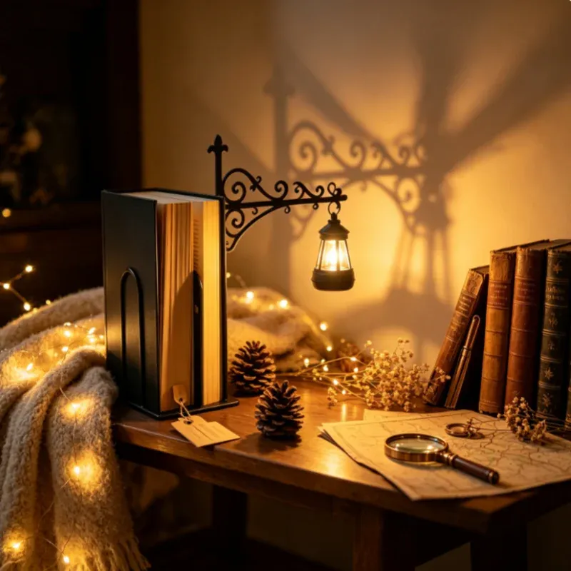 Lampe de bibliothèque rétro en métal noir, décor de bureau