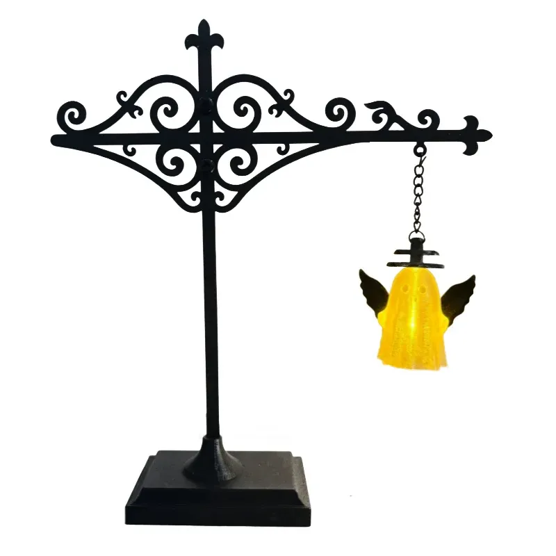 Applique murale lanterne rétro suspendue en métal noir à LED, lampe de nuit gothique vintage 10