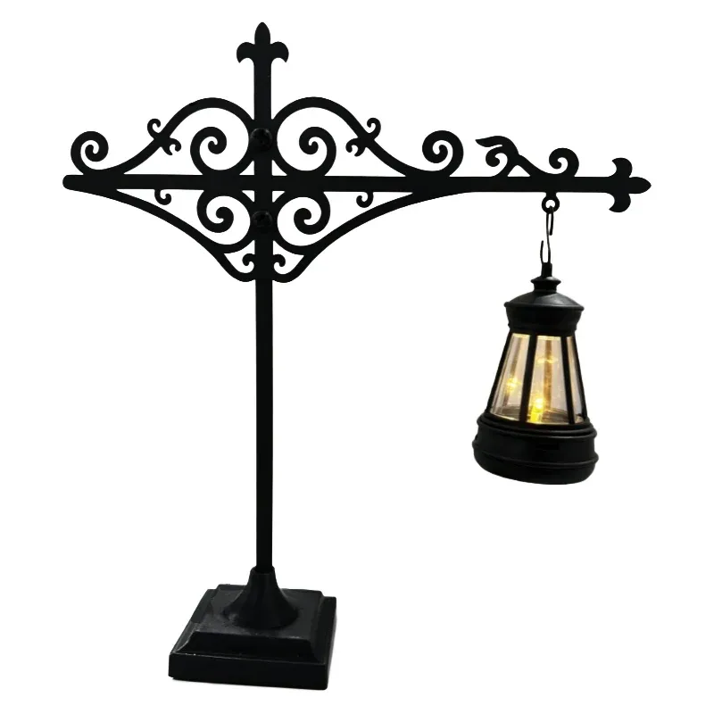 Applique murale lanterne rétro suspendue en métal noir à LED, lampe de nuit gothique vintage 15