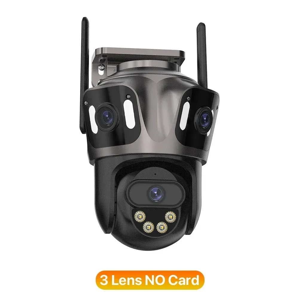 Caméra IP Wi-Fi à trois écrans, caméra d'extérieur 4K à double objectif PTZ, détection humaine par IA, étanche IP66, caméra de surveillance vidéo CCTV ICsee 7