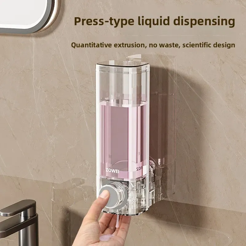 Distributeur de savon mural sans perçage, organisateur de rangement pour salle de bain et cuisine, facile à installer 2