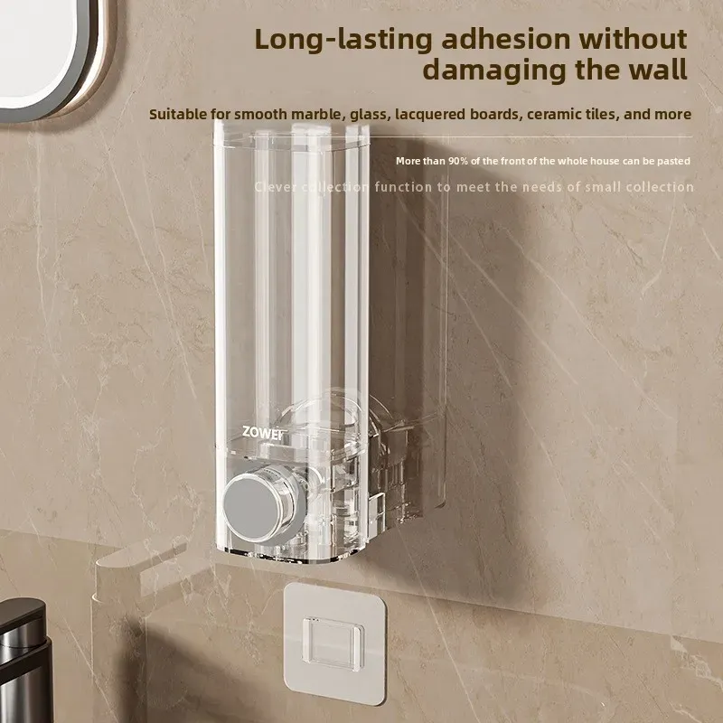 Distributeur de savon mural sans perçage, organisateur de rangement pour salle de bain et cuisine, facile à installer 4