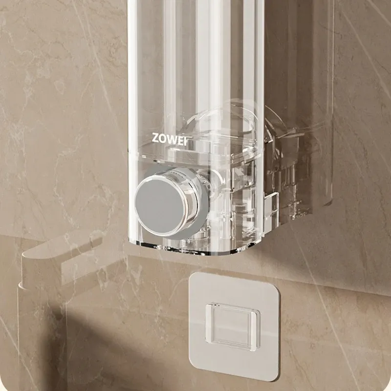 Distributeur de savon mural sans perçage, organisateur de rangement pour salle de bain et cuisine, facile à installer 6