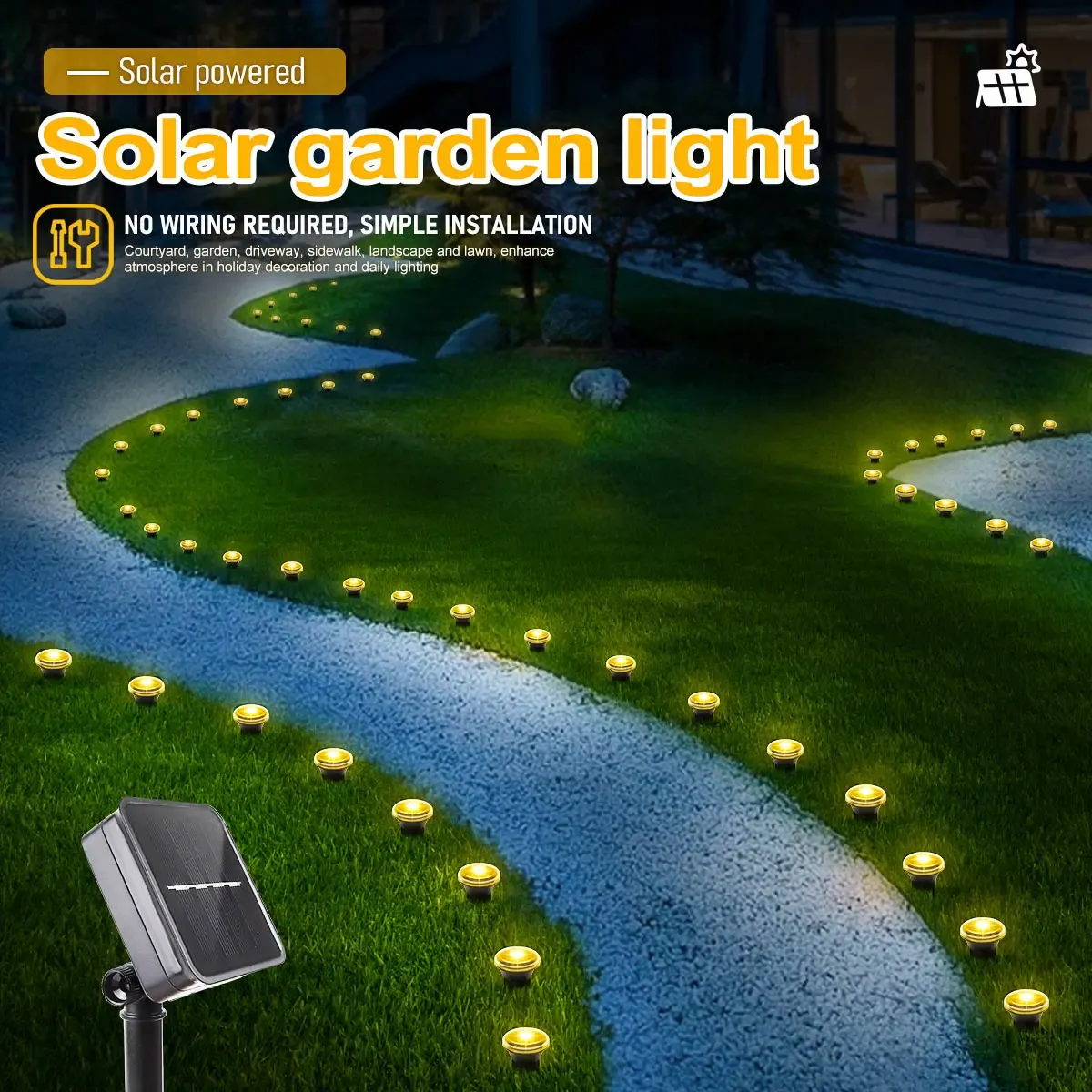 Lumière solaire LED pour allée de jardin, 15/30 LED, 8 modes, éclairage d'extérieur étanche pour pelouse, camping et mariages 2