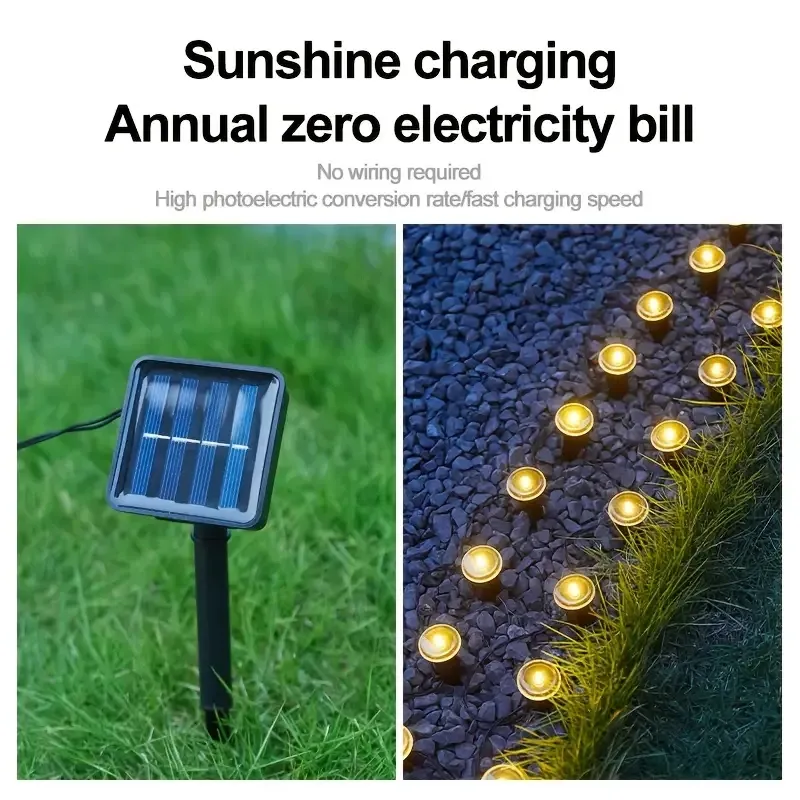 Lumière solaire LED pour allée de jardin, 15/30 LED, 8 modes, éclairage d'extérieur étanche pour pelouse, camping et mariages 4