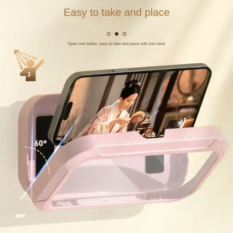 Support de téléphone de douche réglable et étanche, avec bras télescopique et fixation rotative pour salle de bain et cuisine 2
