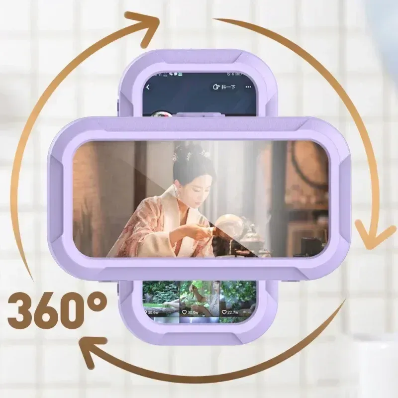 Support de téléphone de douche réglable et étanche, avec bras télescopique et fixation rotative pour salle de bain et cuisine 5