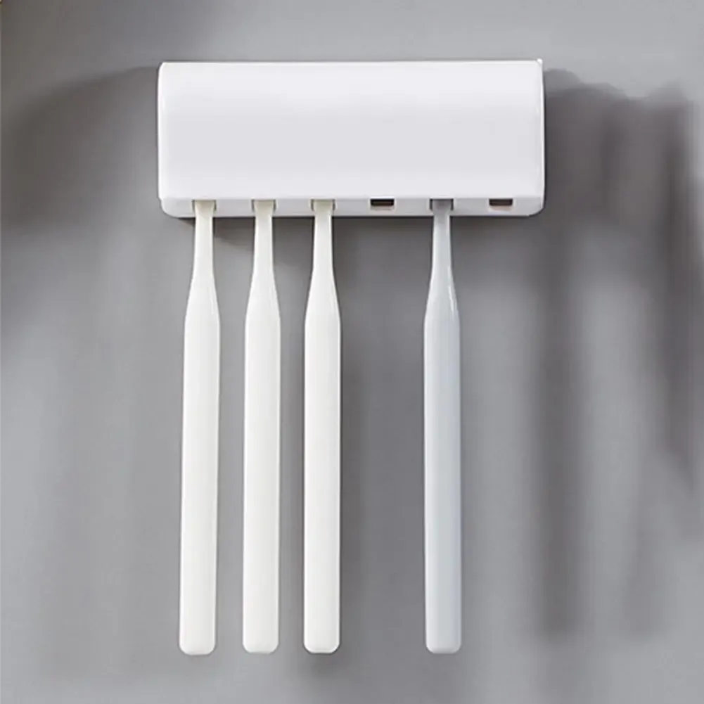 Porte-brosses à dents mural avec couvercle anti-poussière, auto-adhésif, 6 fentes 2