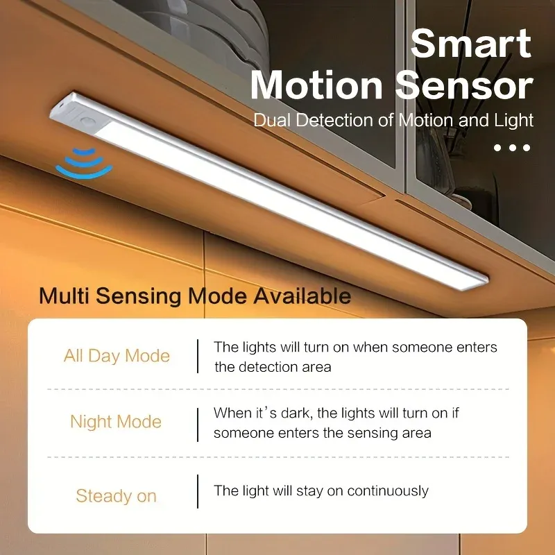 Lampe LED sans fil à détecteur de mouvement rechargeable par USB, pour éclairage sous armoire 4
