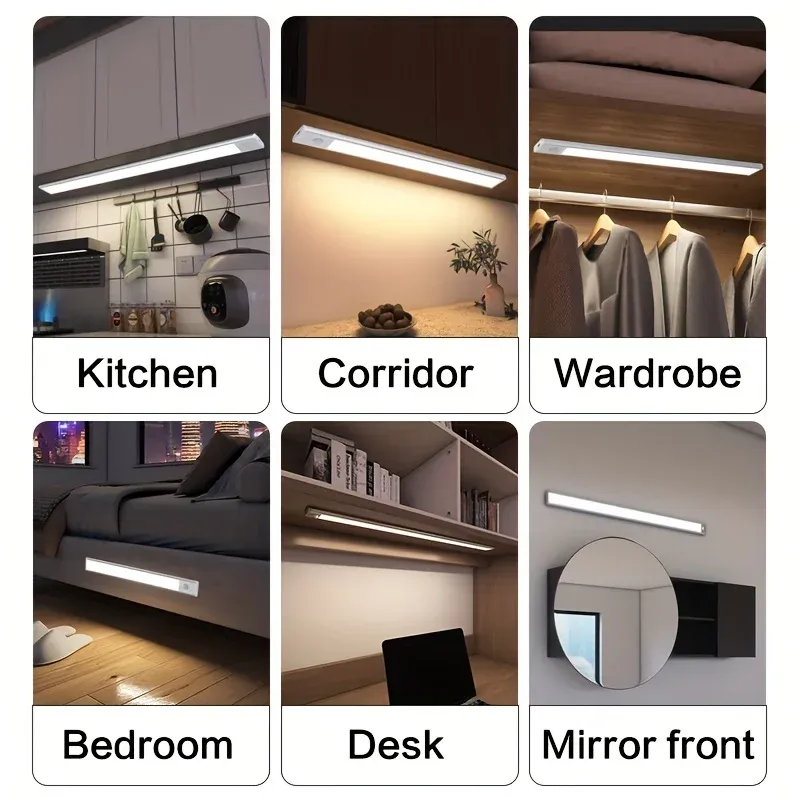 Lampe LED sans fil à détecteur de mouvement rechargeable par USB, pour éclairage sous armoire 6