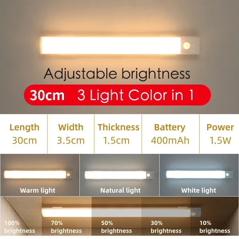 Lampe LED sans fil à détecteur de mouvement rechargeable par USB, pour éclairage sous armoire 11