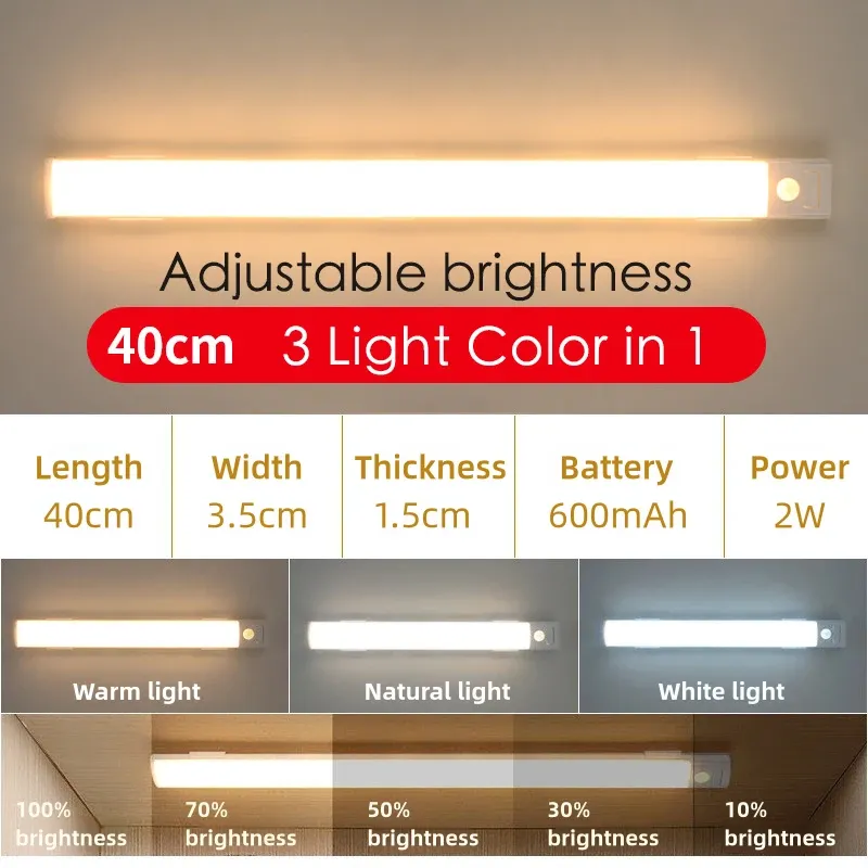 Lampe LED sans fil à détecteur de mouvement rechargeable par USB, pour éclairage sous armoire 13