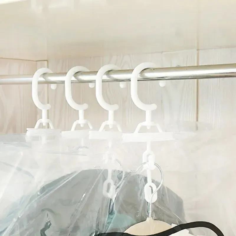 Sacs de rangement sous vide transparents à suspendre pour vêtements, manteaux et doudounes, avec housse anti-poussière 5