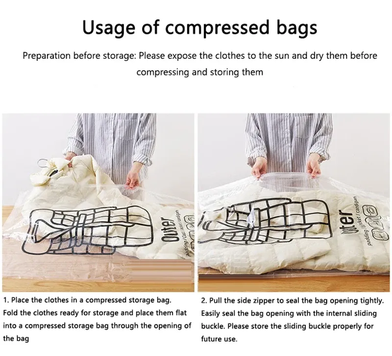 Sac de rangement sous vide en situation