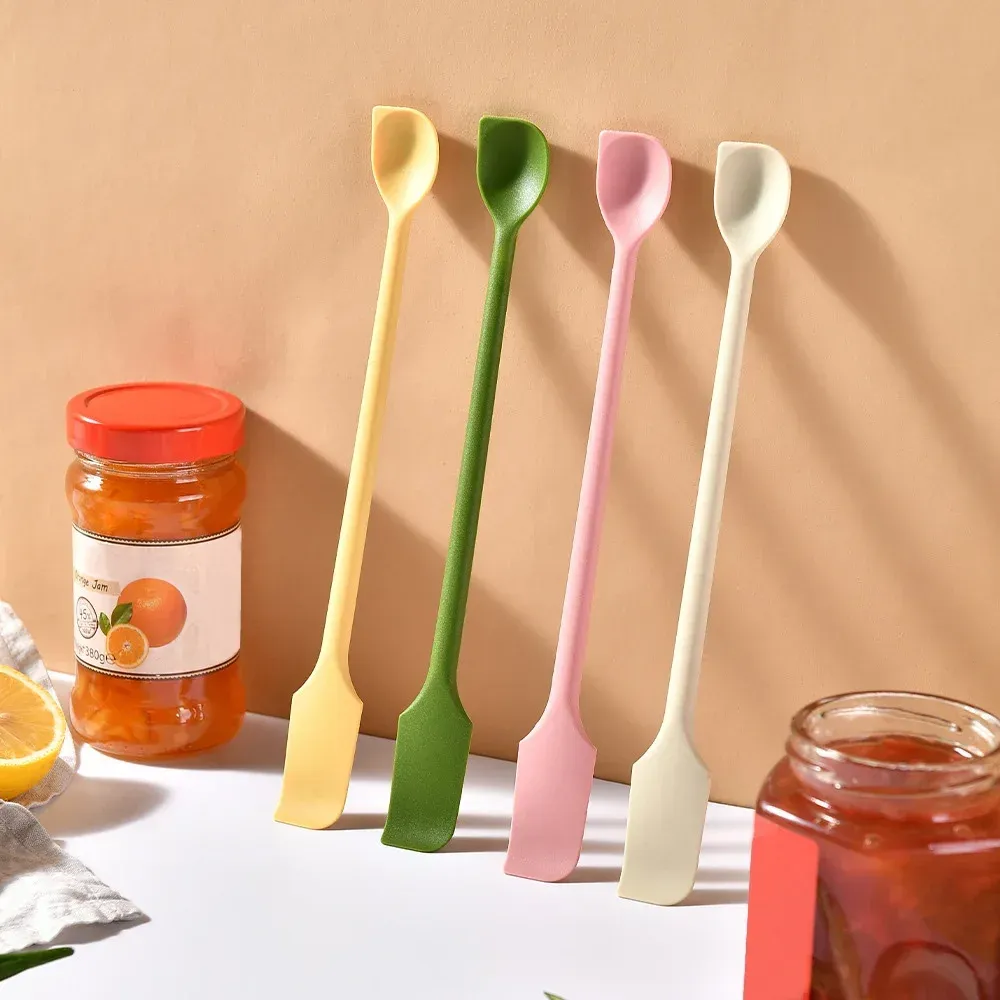 Ensemble de spatules en silicone, grattoirs à double tête, spatule à crème cosmétique, spatule fine allongée à petite pointe pour pots profonds, outil de maquillage spa 4