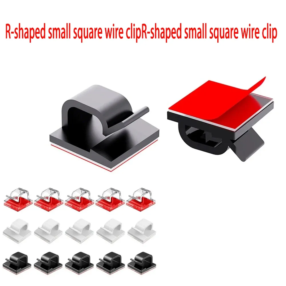 Lot de 50 attache-câbles adhésifs transparents pour l'organisation des câbles en intérieur et en extérieur, support robuste pour bureau et voiture - Image 1