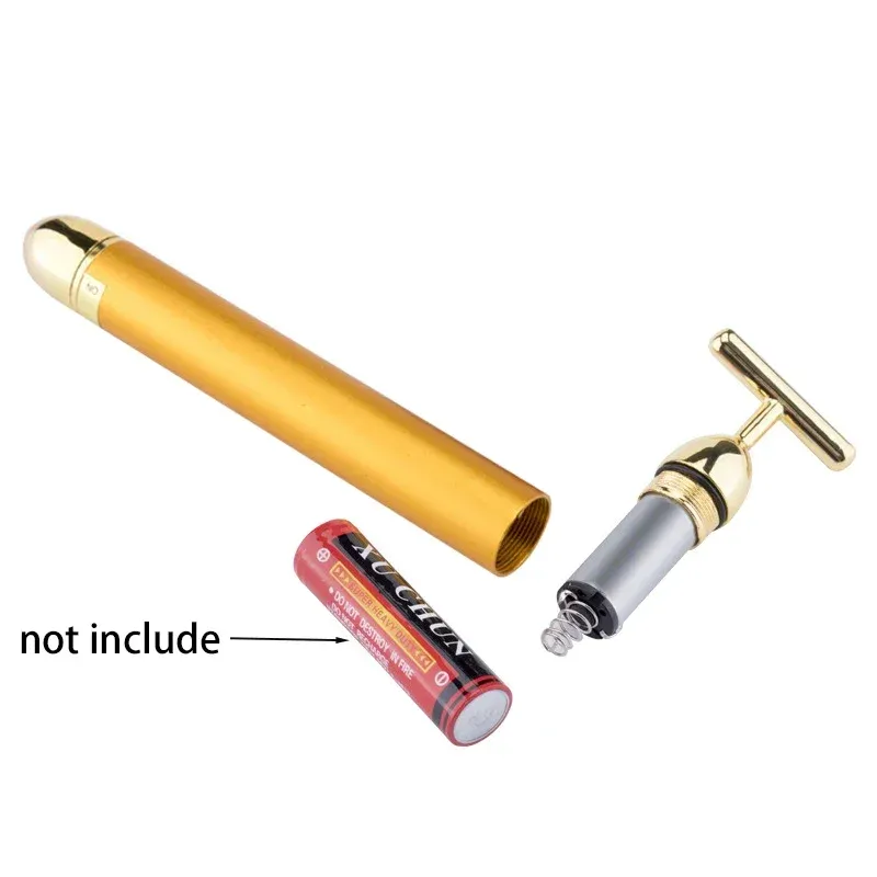 Rouleau de lifting facial en or 24 carats en forme de T, bâton de soin pour la peau 5