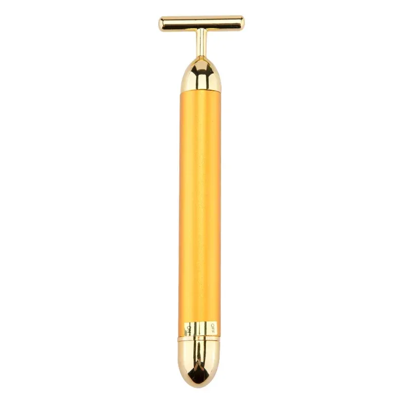 Rouleau de lifting facial en or 24 carats en forme de T, bâton de soin pour la peau 10