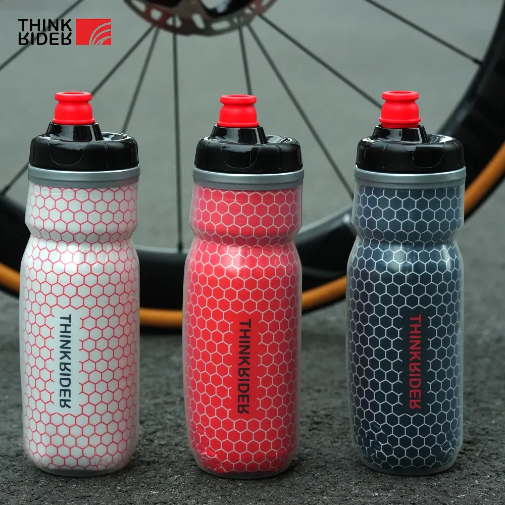 ThinkRider Bidon de vélo 620 ml, bidon de cyclisme VTT en PP5, isolé contre la chaleur et le froid, pour sports de plein air
