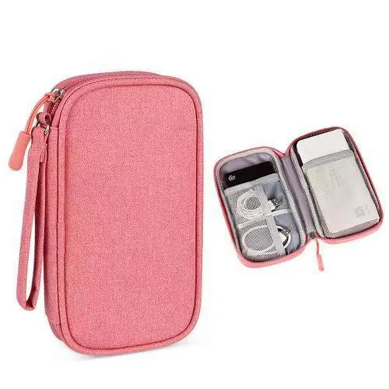 Sac de rangement portable à double couche pour câbles de données, cordons et chargeurs USB 9