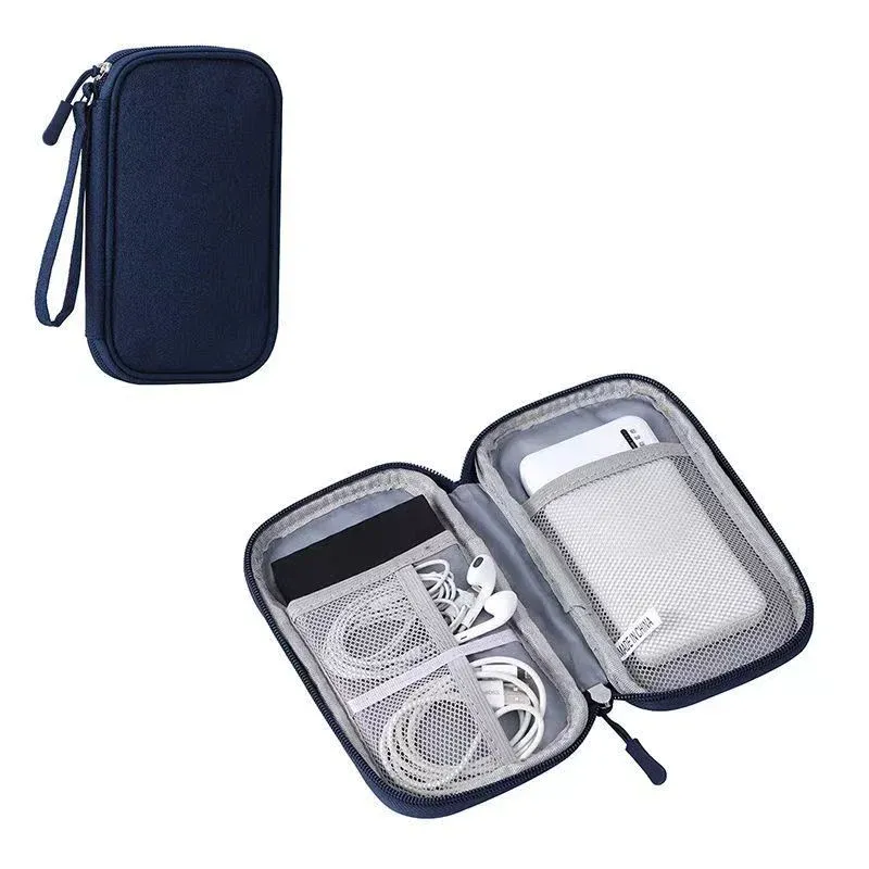 Sac de rangement portable à double couche pour câbles de données, cordons et chargeurs USB 10