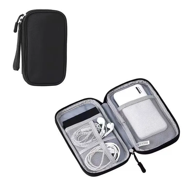 Sac de rangement portable à double couche pour câbles de données, cordons et chargeurs USB 7