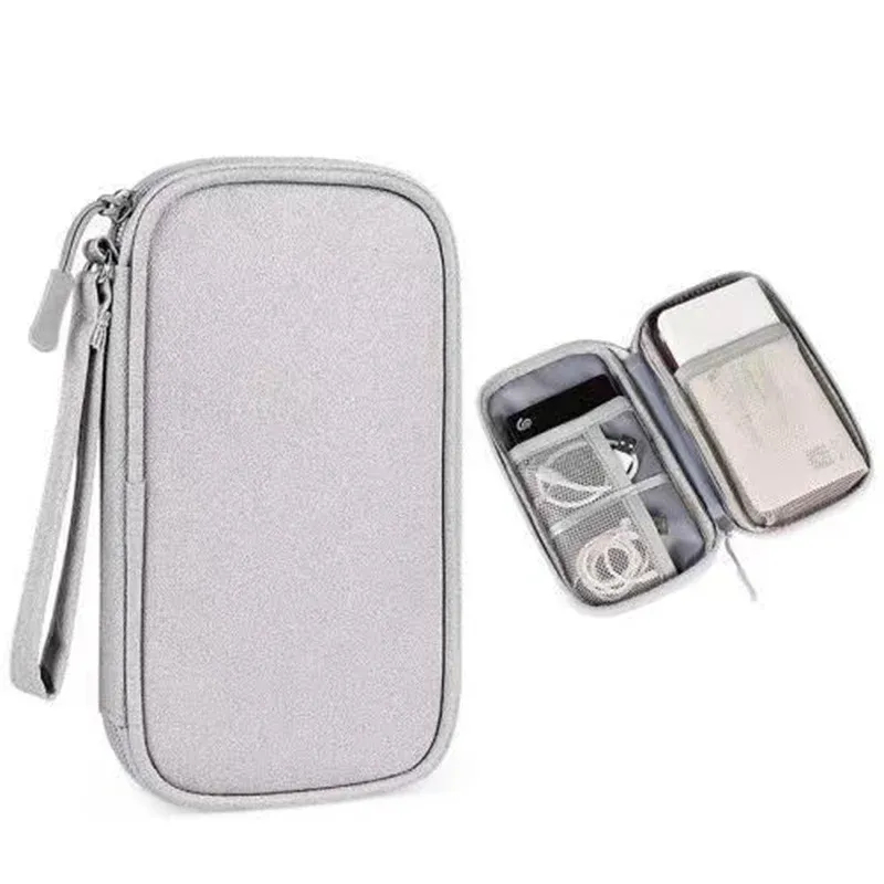 Sac de rangement portable à double couche pour câbles de données, cordons et chargeurs USB 11