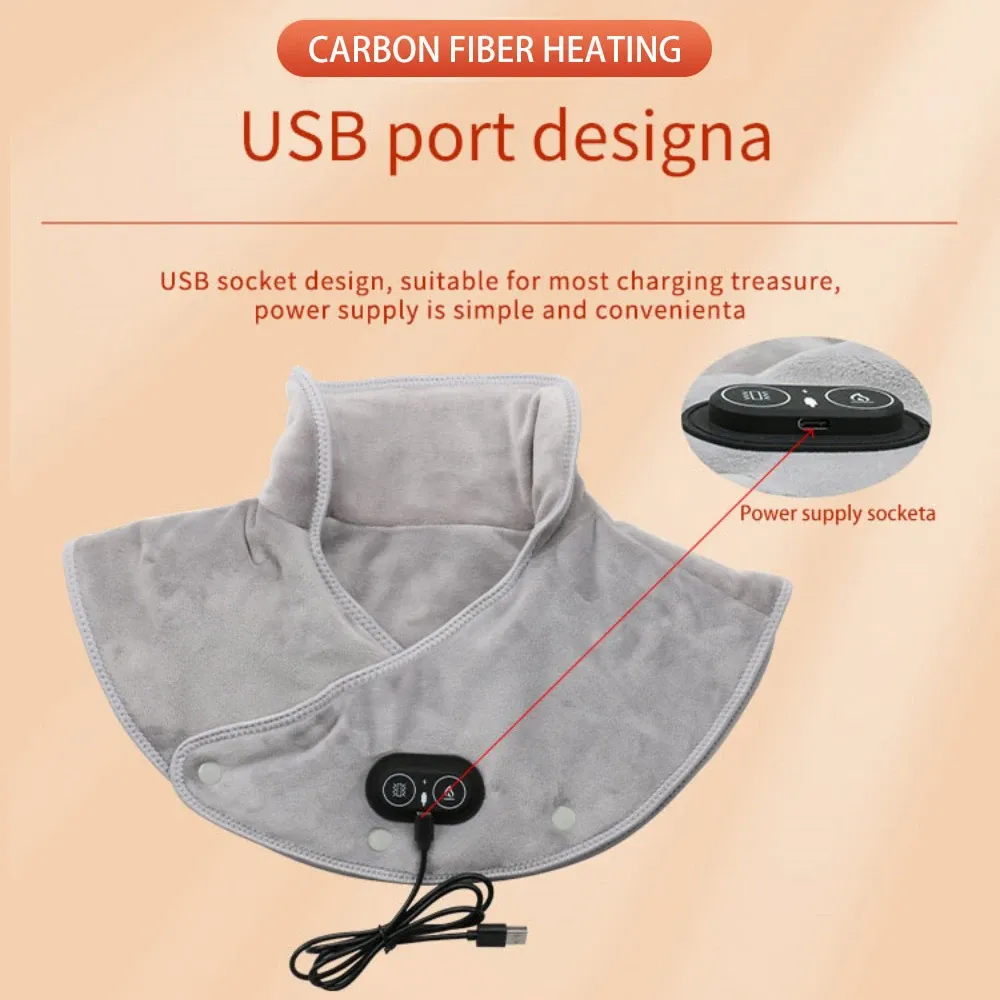 Coussin chauffant électrique pour cou et épaules avec vibration et thérapie infrarouge 4