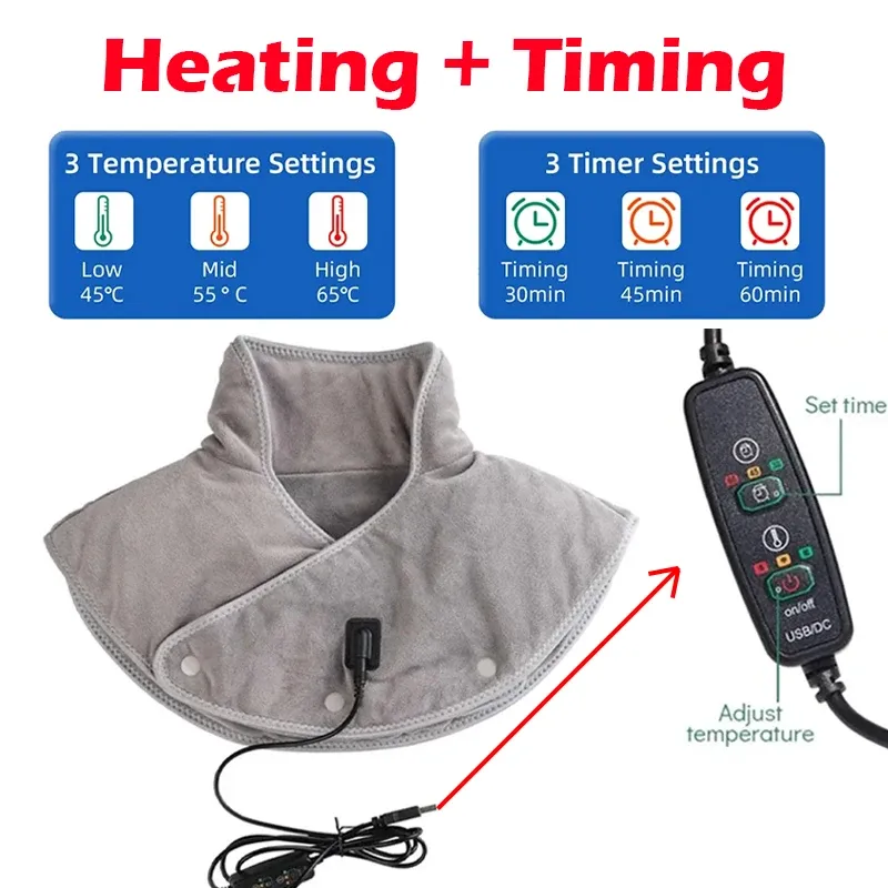 Coussin chauffant électrique pour cou et épaules avec vibration et thérapie infrarouge 7