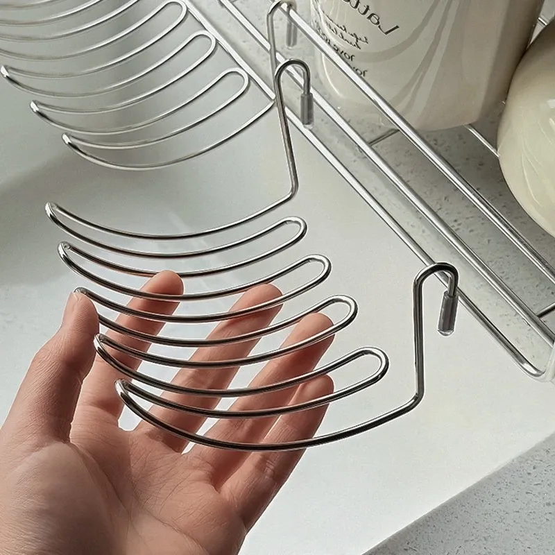 Panier de vidange d'évier en acier inoxydable avec support de rangement suspendu extensible 2