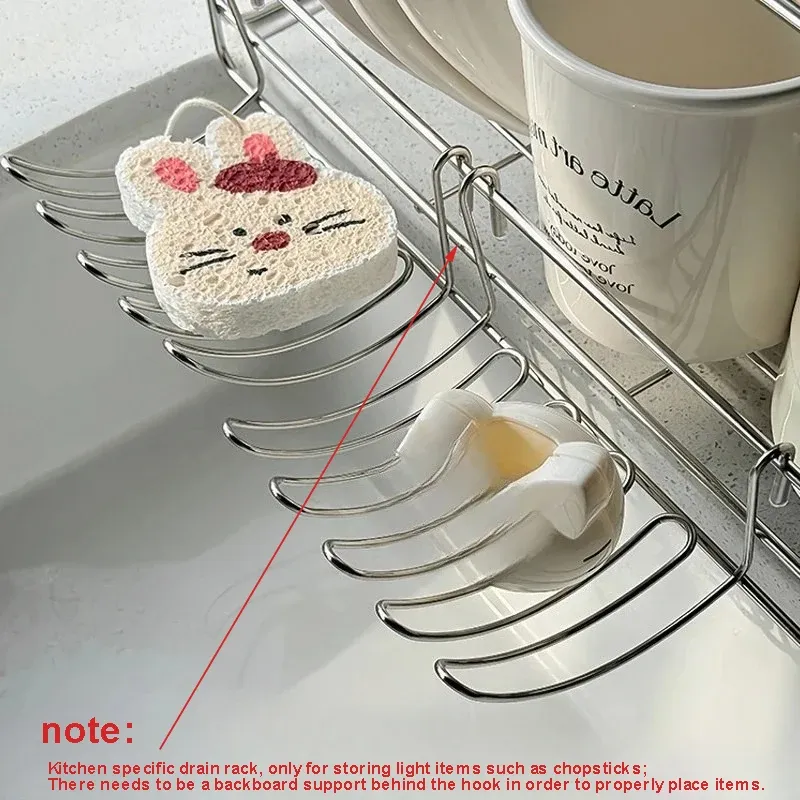 Panier de vidange d'évier en acier inoxydable avec support de rangement suspendu extensible 3