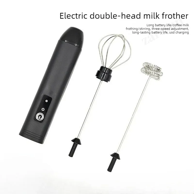Mousseur à lait/Mousseur à café + Batteur à œufs, mini mixeur portable rechargeable USB, accessoires pour expresso 3