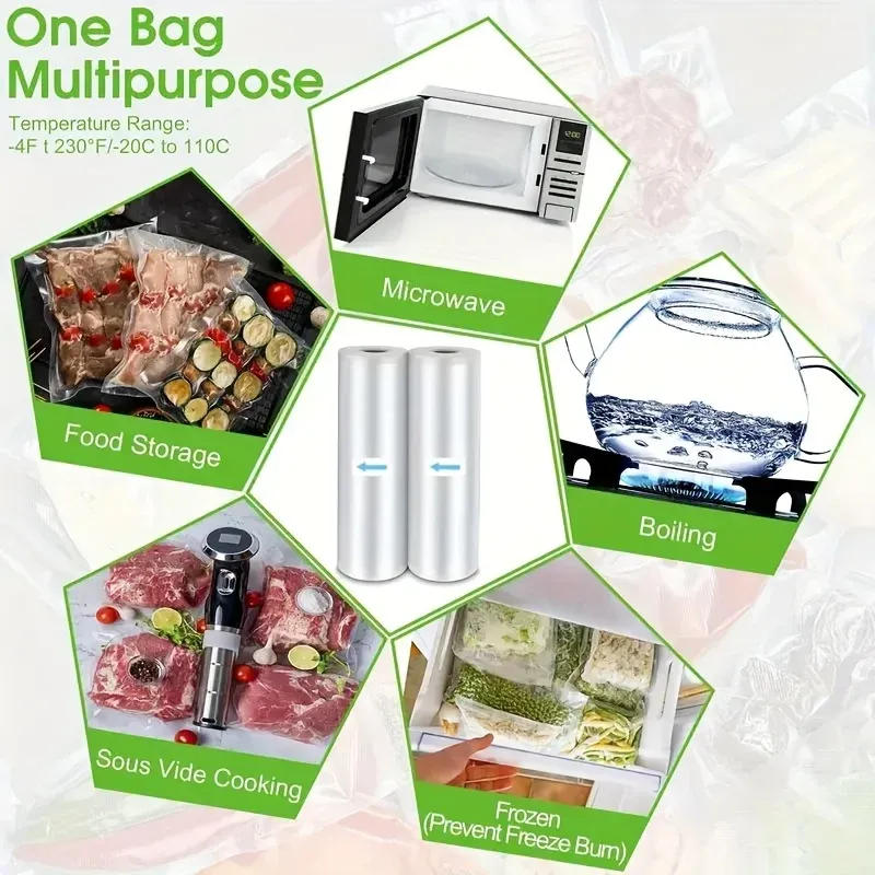 Rouleau de sacs sous vide 3 m, sans BPA, résistants aux déchirures et faciles à couper 4