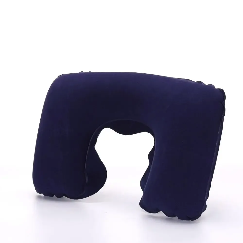 Oreiller de voyage gonflable en forme de U à housse en peluche floquée 12