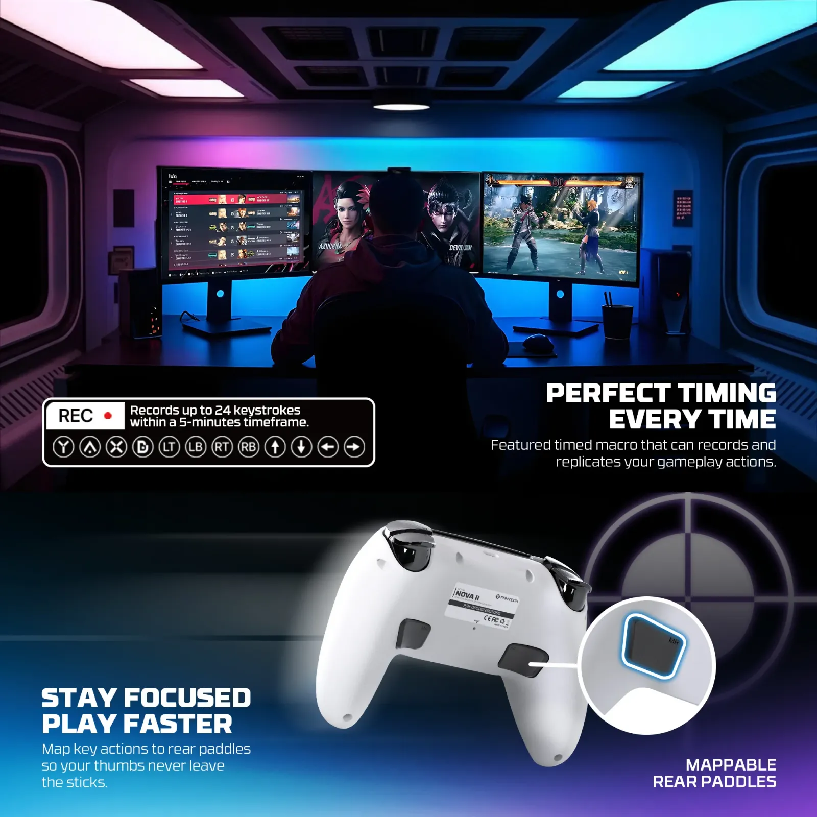 Fonction macro programmable de la manette FANTECH NOVA II WGP16
