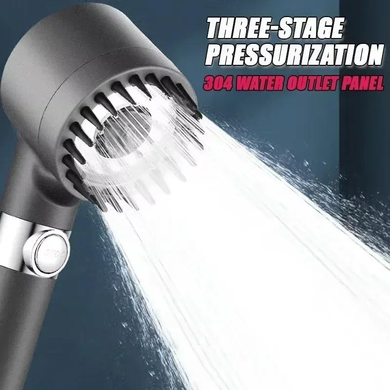 Pommeau de Douche Filtrant Haute Pression 3 Modes avec Brosse de Massage Intégrée 5