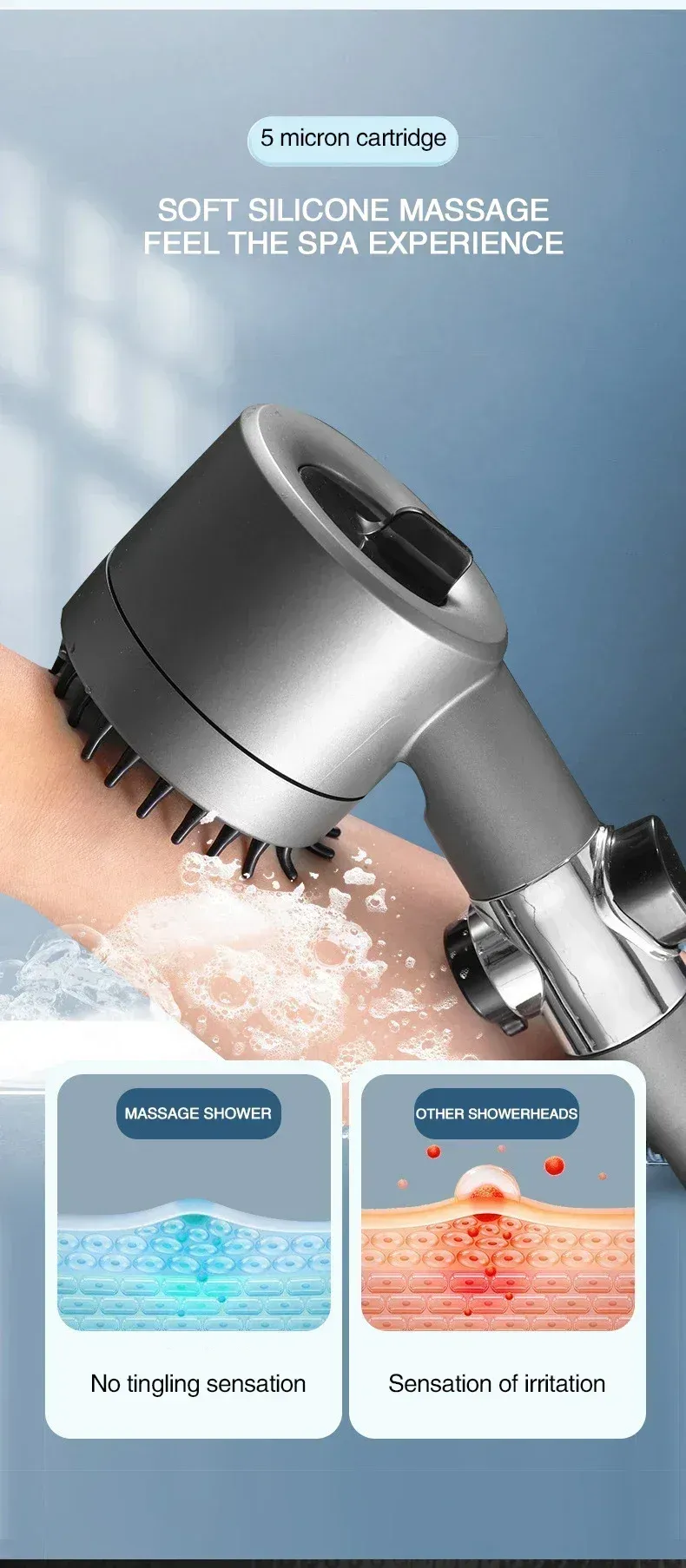 Pommeau de douche filtrant haute pression, jet puissant