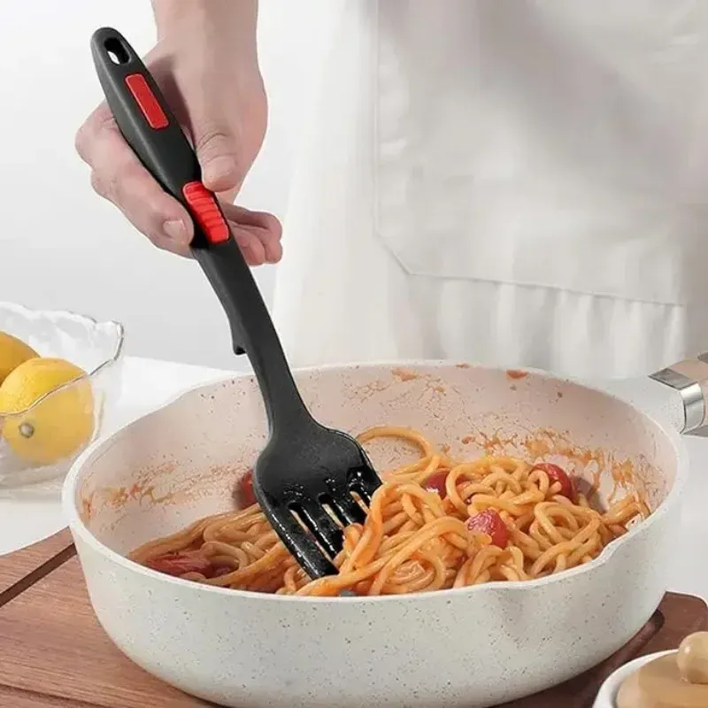 Ustensiles de cuisine souples en silicone multifonctions, set de service : spaghetti, fourchette, pince à salade, fouet 2