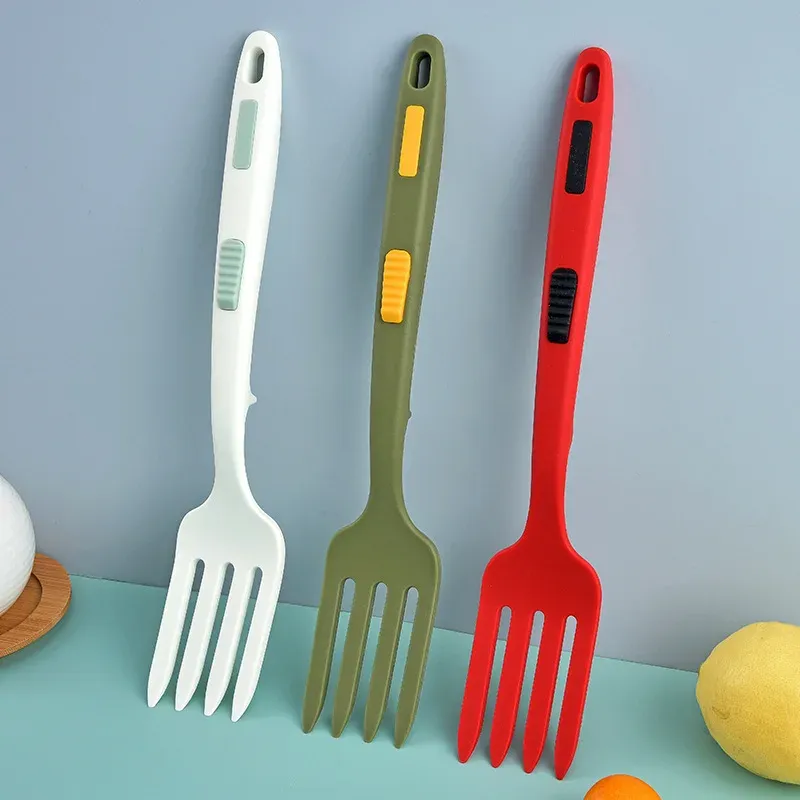 Ustensiles de cuisine souples en silicone multifonctions, set de service : spaghetti, fourchette, pince à salade, fouet 5