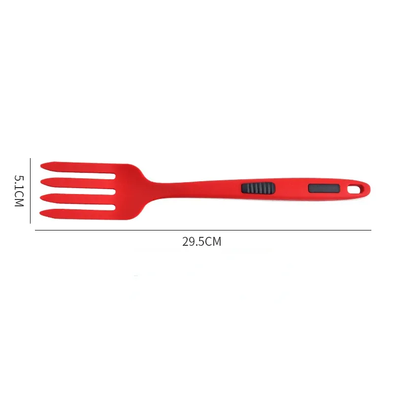 Ustensiles de cuisine souples en silicone multifonctions, set de service : spaghetti, fourchette, pince à salade, fouet 9