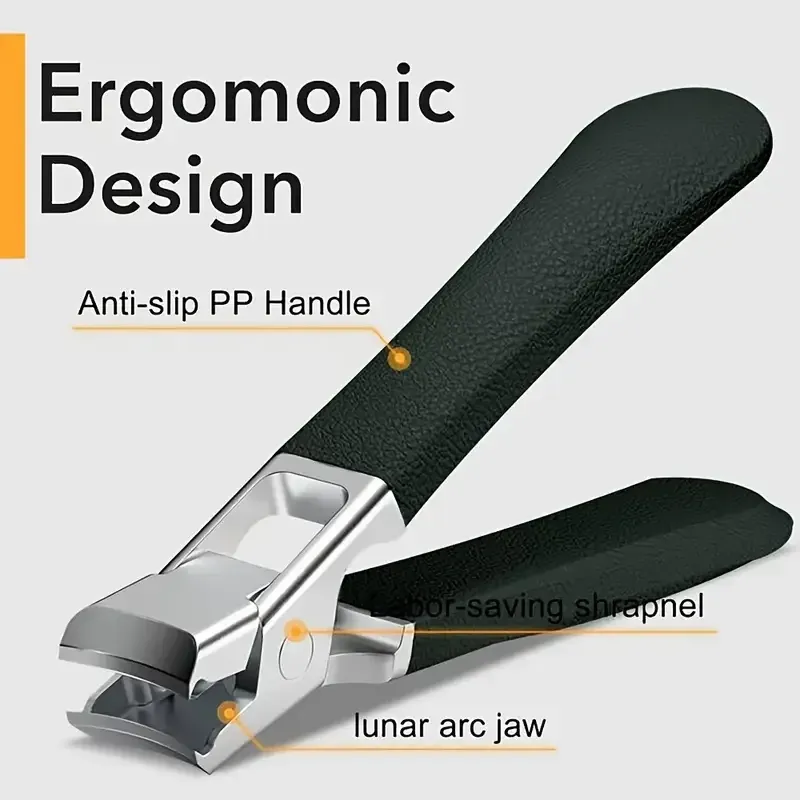 Ensemble de coupe-ongles professionnel en acier inoxydable pour ongles épais, avec protection anti-éclaboussures, kit pédicure et manucure pour hommes - Image 1