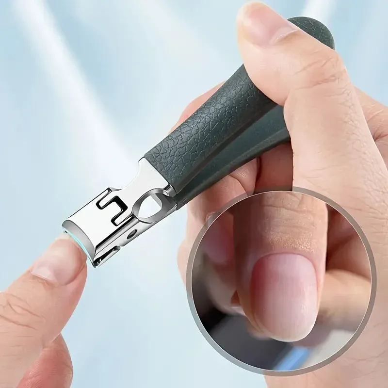 Ensemble de coupe-ongles professionnel en acier inoxydable pour ongles épais, avec protection anti-éclaboussures, kit pédicure et manucure pour hommes 4