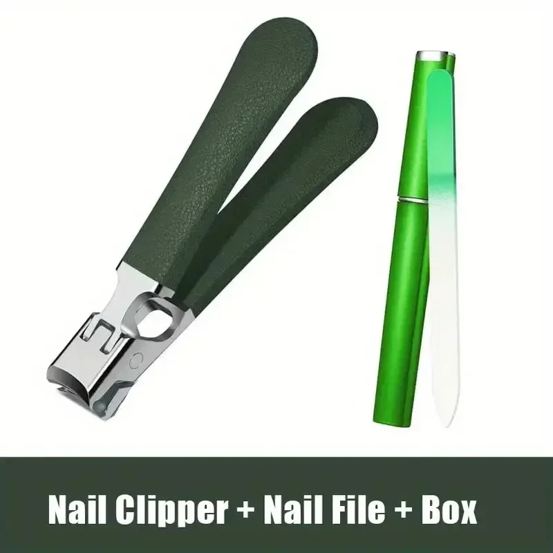 Ensemble de coupe-ongles professionnel en acier inoxydable pour ongles épais, avec protection anti-éclaboussures, kit pédicure et manucure pour hommes 21