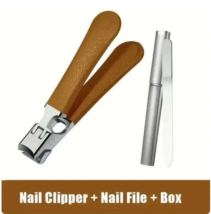 Ensemble de coupe-ongles professionnel en acier inoxydable pour ongles épais, avec protection anti-éclaboussures, kit pédicure et manucure pour hommes 20