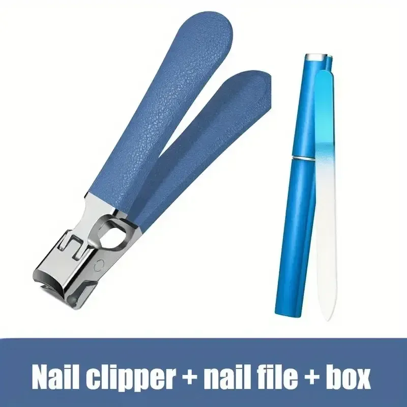 Ensemble de coupe-ongles professionnel en acier inoxydable pour ongles épais, avec protection anti-éclaboussures, kit pédicure et manucure pour hommes 19
