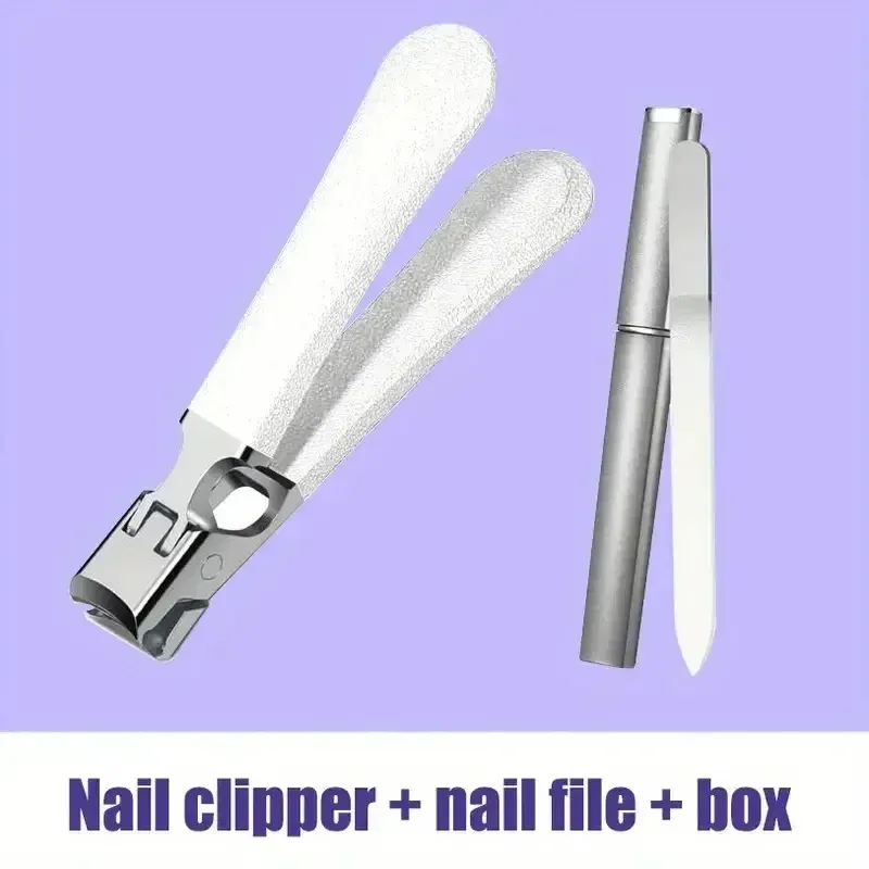 Ensemble de coupe-ongles professionnel en acier inoxydable pour ongles épais, avec protection anti-éclaboussures, kit pédicure et manucure pour hommes 17