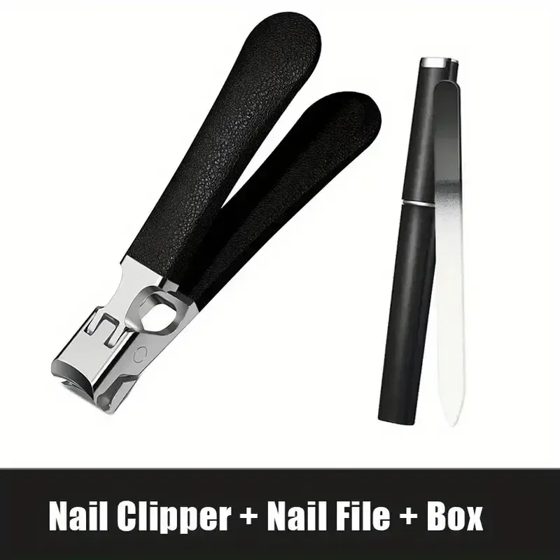Ensemble de coupe-ongles professionnel en acier inoxydable pour ongles épais, avec protection anti-éclaboussures, kit pédicure et manucure pour hommes 16