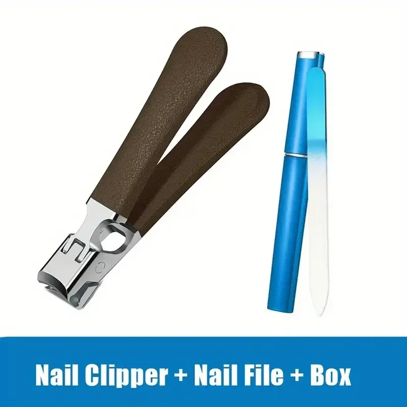 Ensemble de coupe-ongles professionnel en acier inoxydable pour ongles épais, avec protection anti-éclaboussures, kit pédicure et manucure pour hommes 15