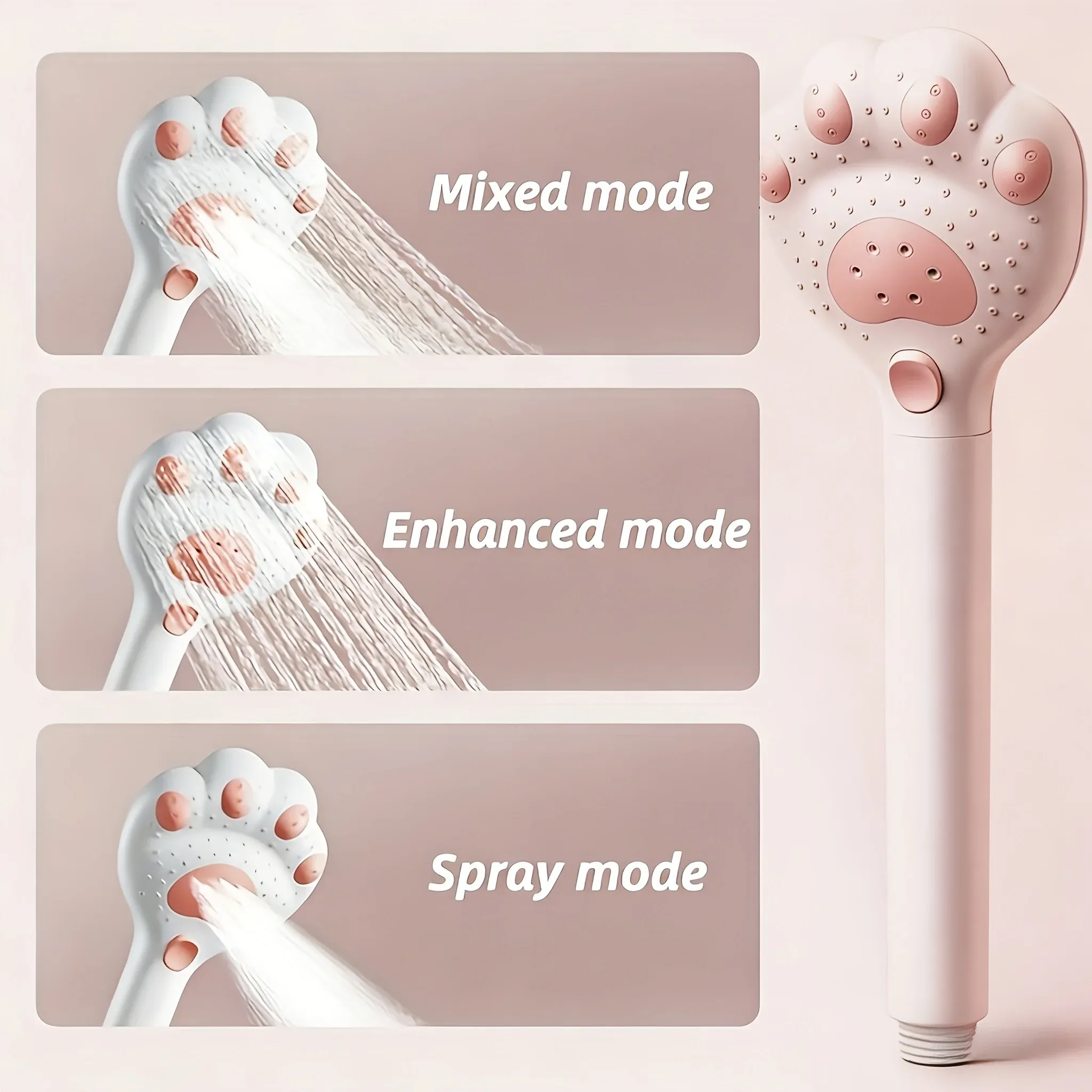 Pommeau de douche haute pression en forme de patte de chat, 3 modes de jet, économiseur d'eau 2